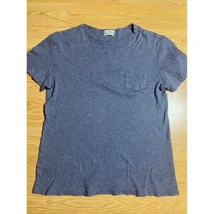 AllSaints Parades Crew Pocket Tshirt Blue White Micro Stripe Mens XS Basic Tee